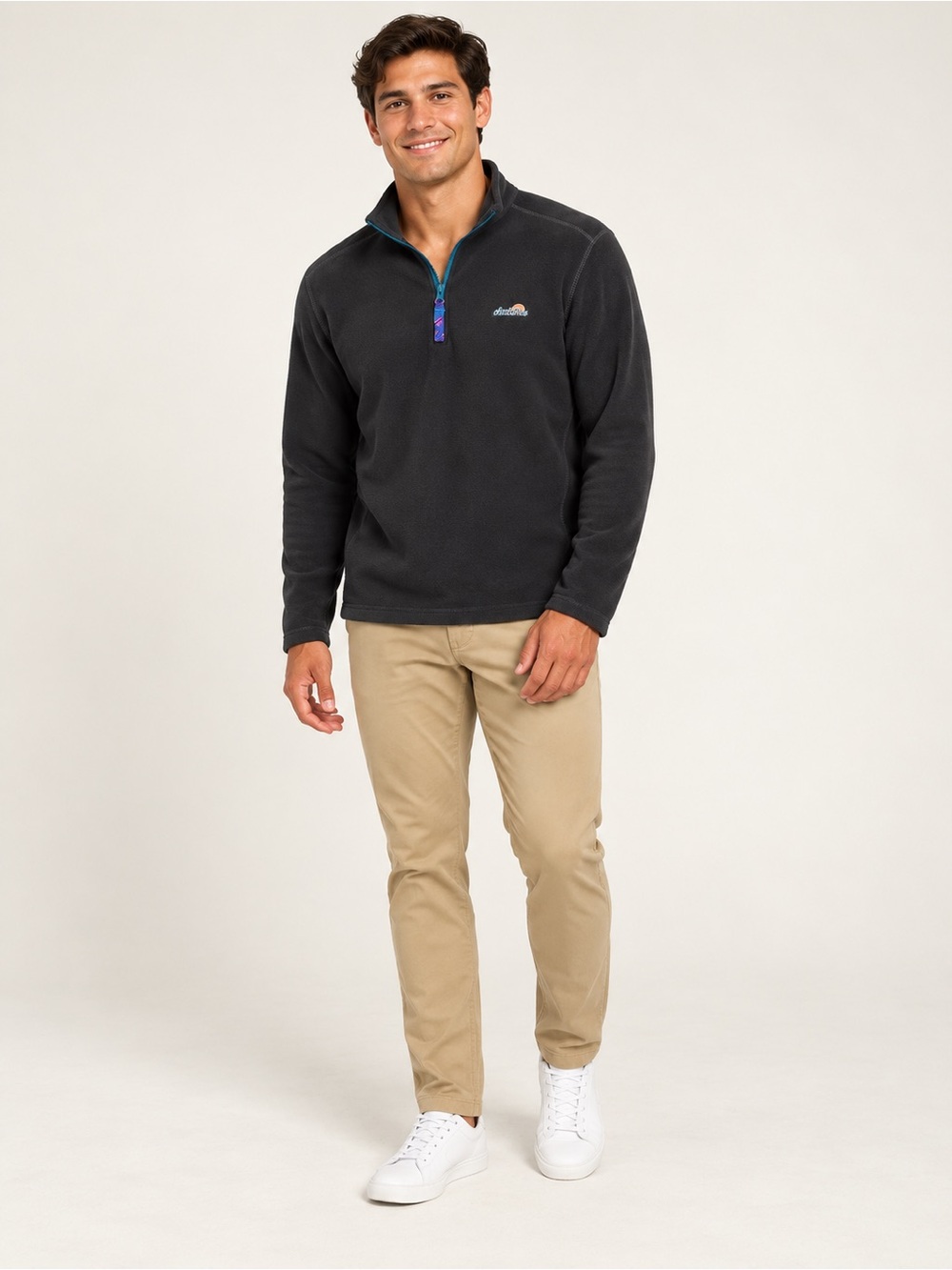 Chubbies The Bear Hug Gray Fleece Quarter Zip Pullover Men’s Medium